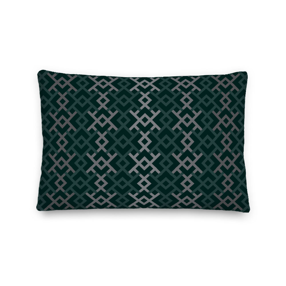 Emerald & Grey Diamond Lumbar Pillow – indoor/outdoor pillow