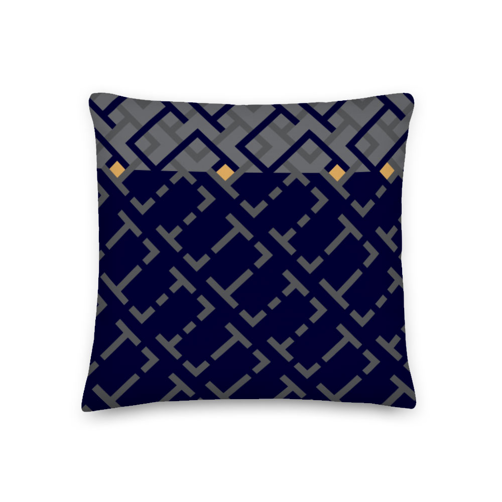 DuoTone Blue & Grey Geometric Throw Pillow – indoor/outdoor pillow