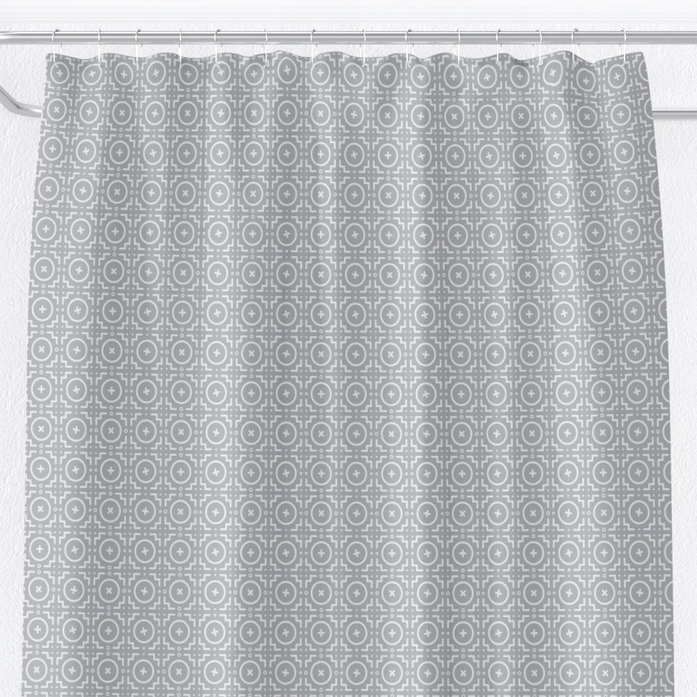 Grey And White Geometric Shower Curtain, Grey Geometric Shower Curtain