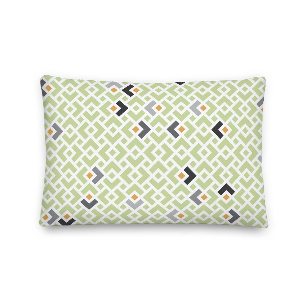 Mint Lumbar Pillow with Tangerine Highlights – indoor/outdoor pillow