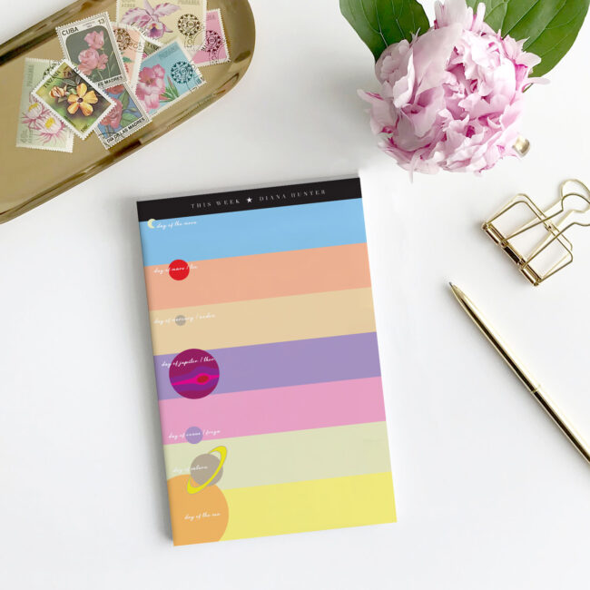 Astrological Weekly Plan Notepad (color-block)