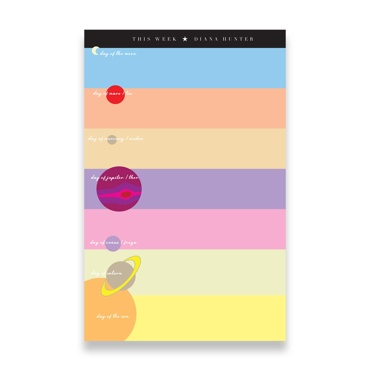 Astrological Weekly Plan Notepad (color-block)