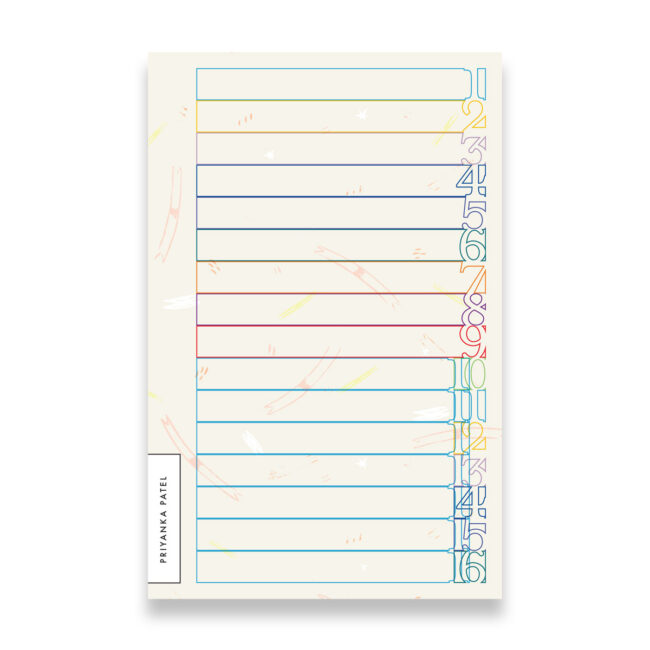 Personalized Numbered List Notepad (color block outline)