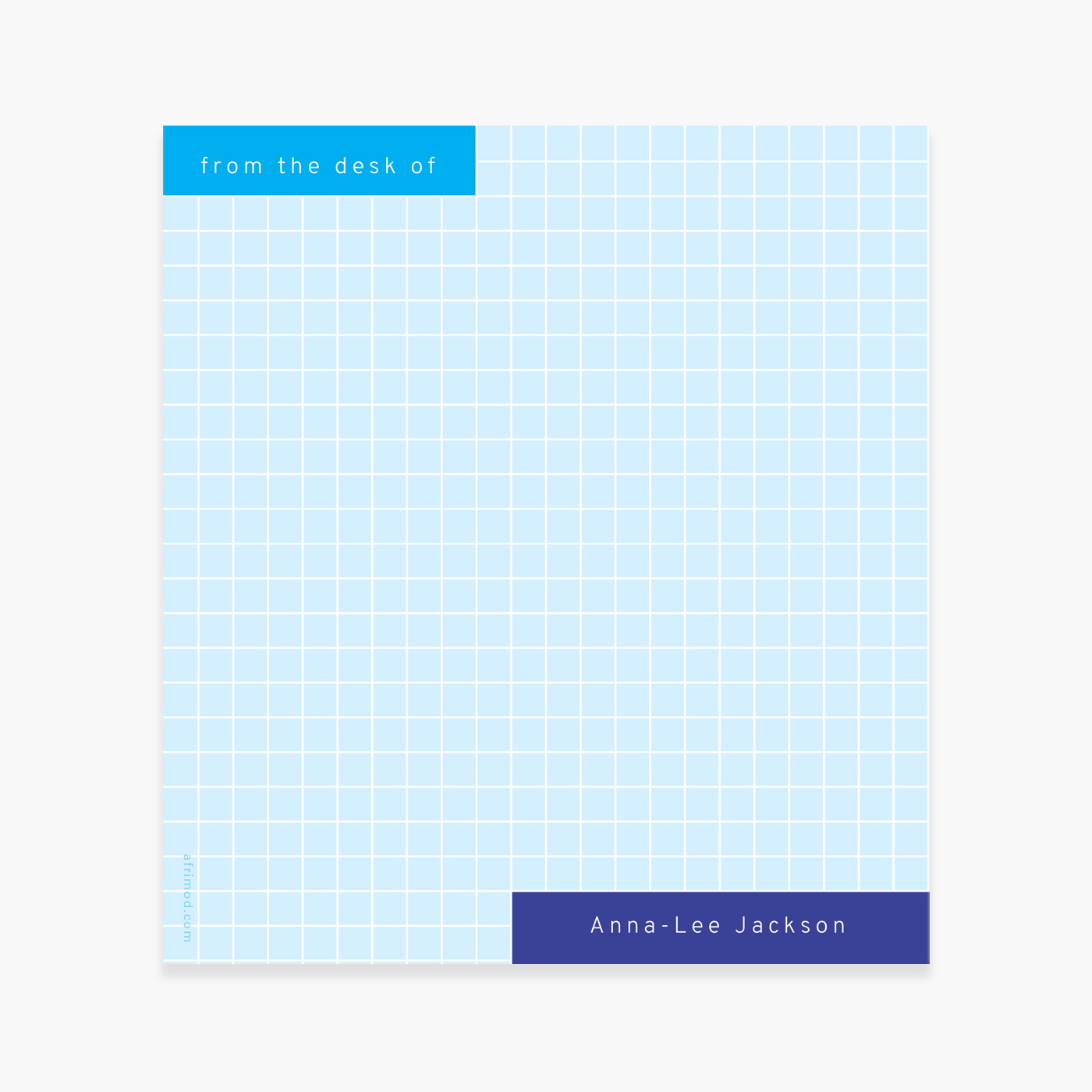 Personalized Blue Grid Notepad