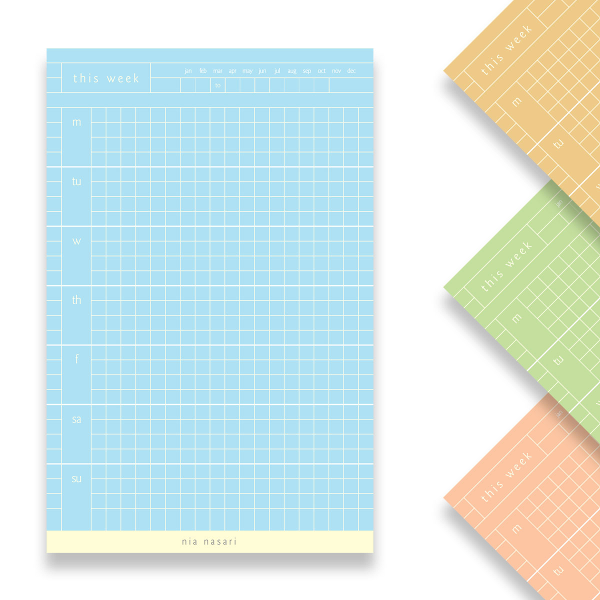 Customizable Weekly Planner Grid Notepad • AfriMod