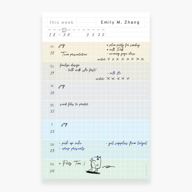 Personalized Weekly Planner Grid Notepad