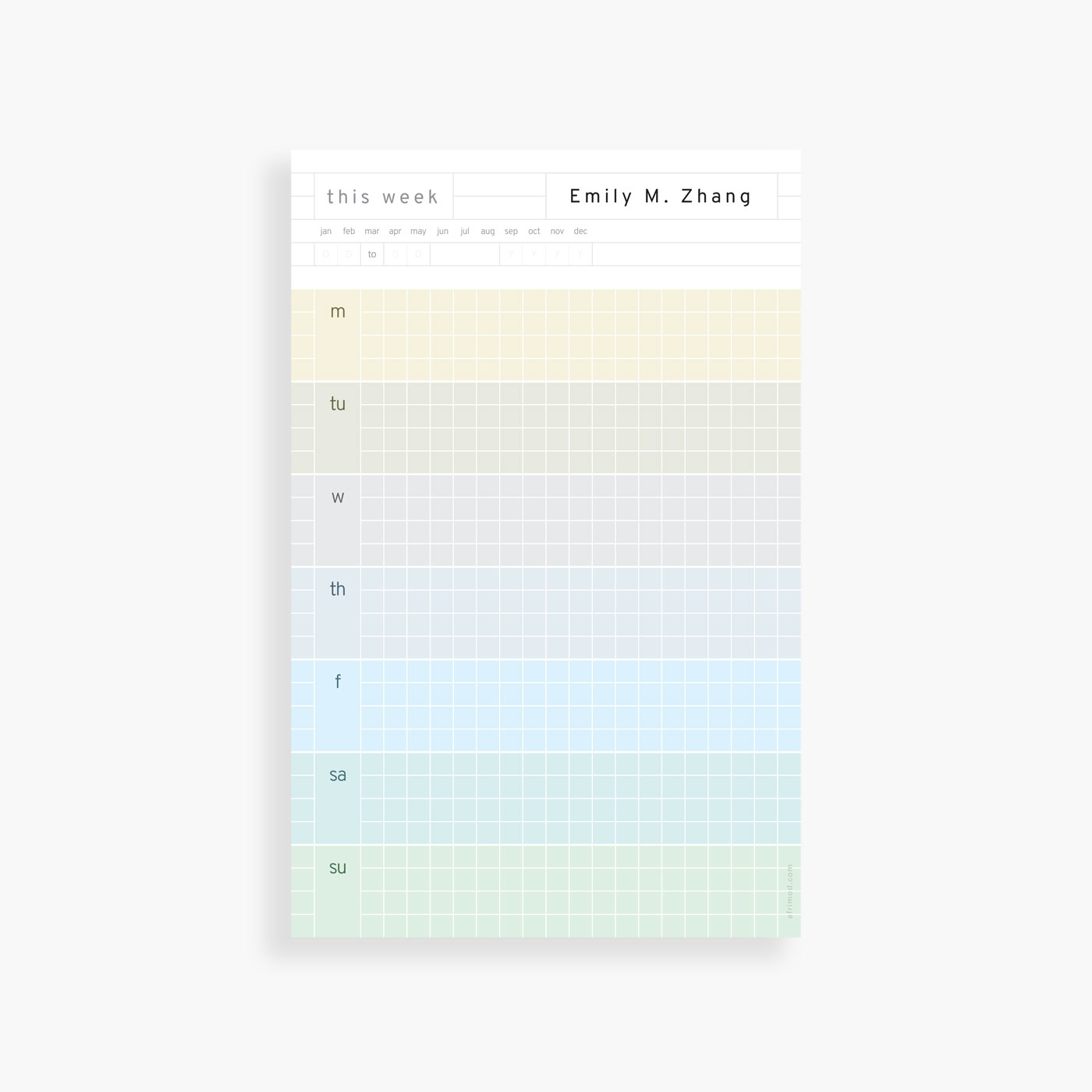 Personalized Weekly Planner Grid Notepad