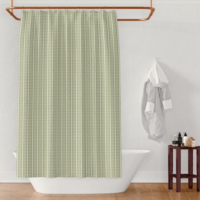 Shower Curtain In Abstract Bamboo, Bamboo Fabric Shower Curtain Liner