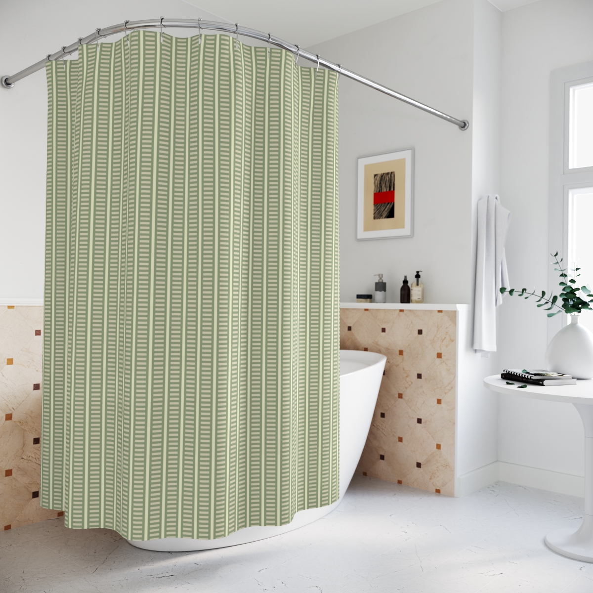 Shower Curtain in Abstract Bamboo Texture Pattern
