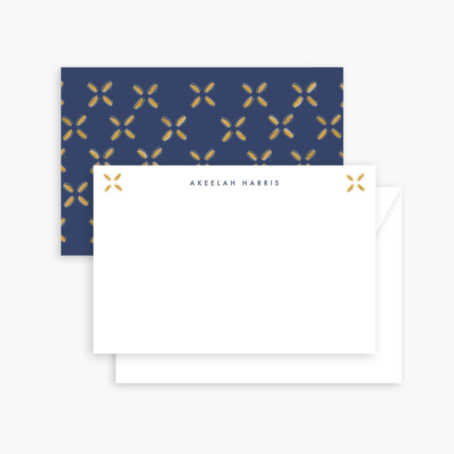 Cowrie Shell Stationery (blue) – personalized flat note card set