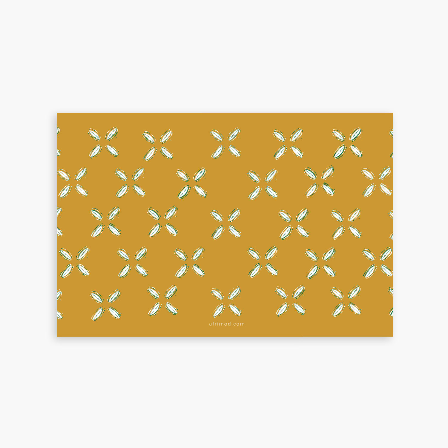 Cowrie Shell Stationery (yellow) – personalized flat note card set