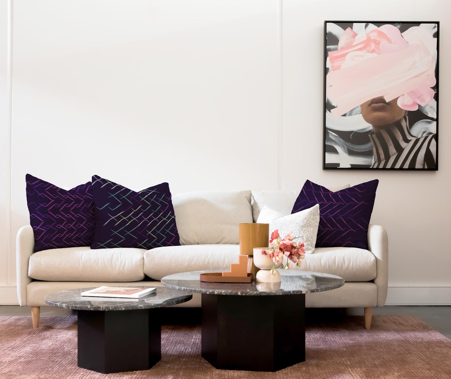 Artsy Purple Brush Stroke Pillow 1 – indoor/outdoor pillow