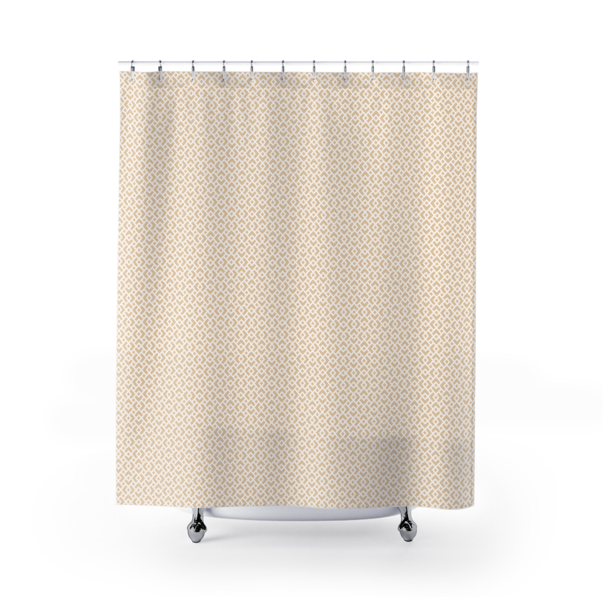 Cream & White Diamond Lattice Shower Curtain