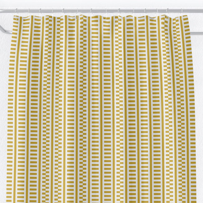 Mustard and White Shifted Stripes Shower Curtain