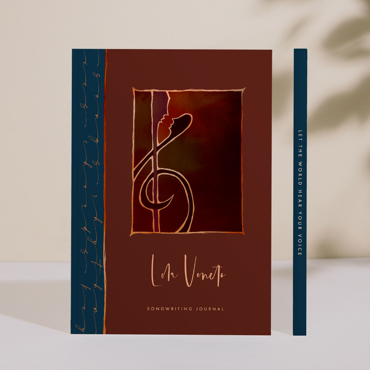 Customizable Songwriting & Lyrics Journal with Treble Clef (rust red)