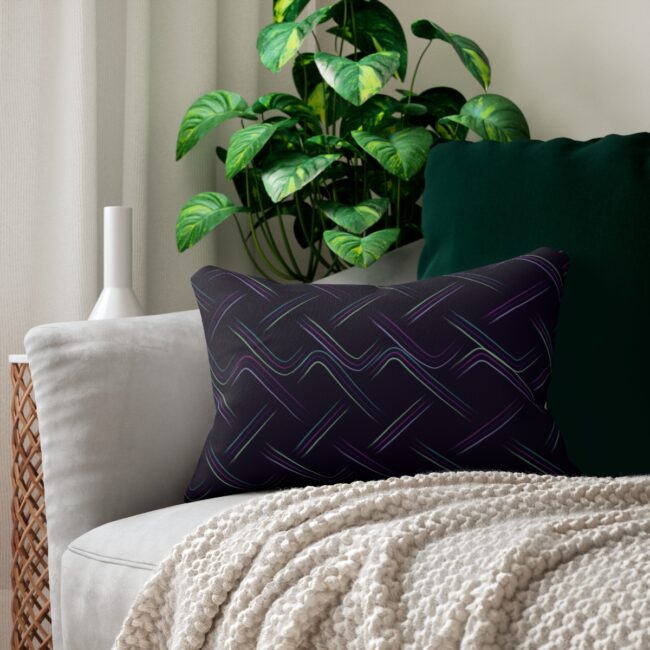 Deep Purple Artsy Knot Pattern Lumbar Pillow – indoor or outdoor