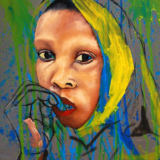 Face of Hauwa – African Woman in Hijab (contemporary abstract art print)