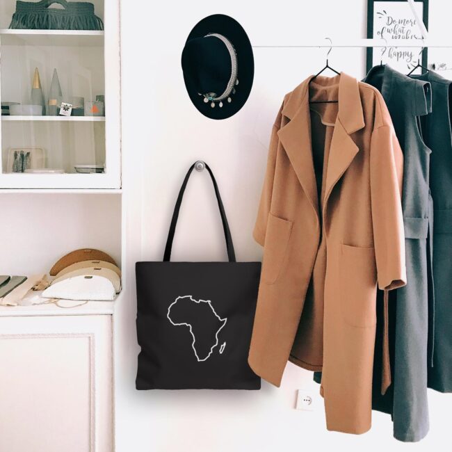Minimalist Black Tote with Africa Silhouette