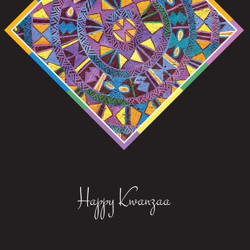 Kwanzaa Greetings in Abstract African Art (purple)