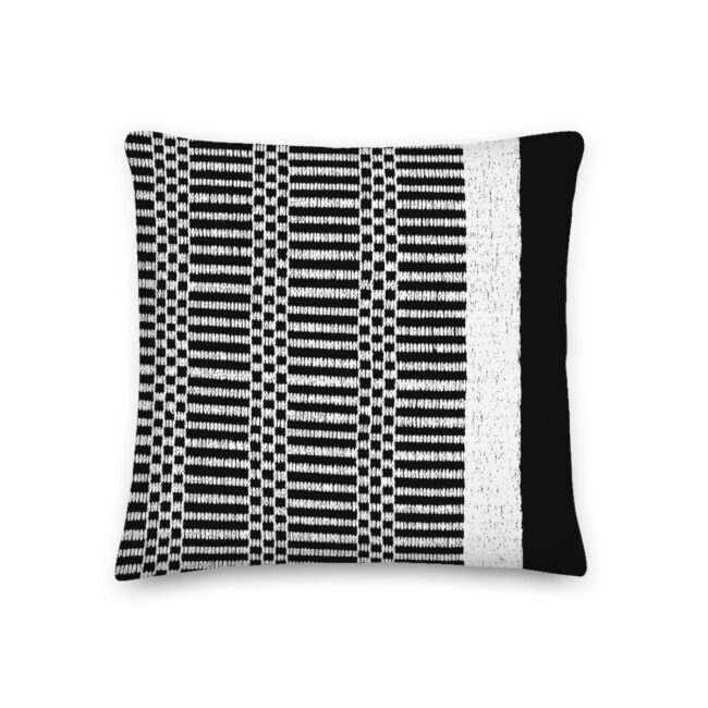 Kente Print Throw Pillow – Black & White indoor/outdoor pillow