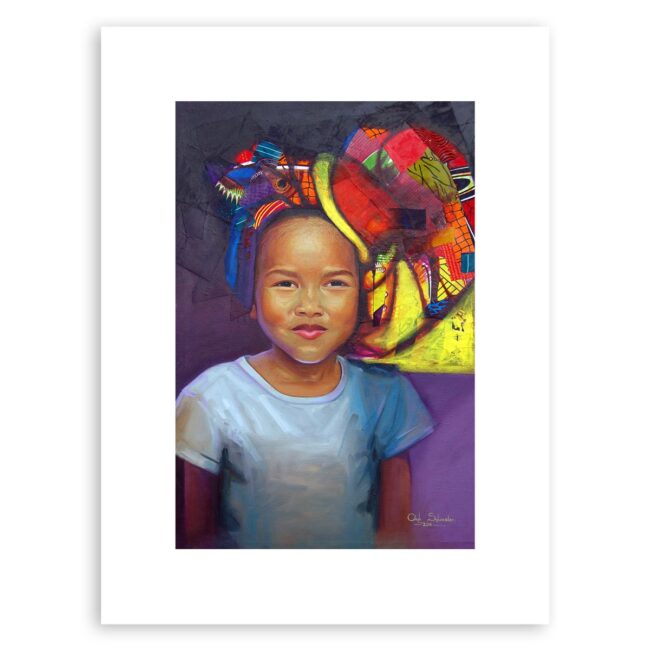 Girl in African Head Wrap – art print