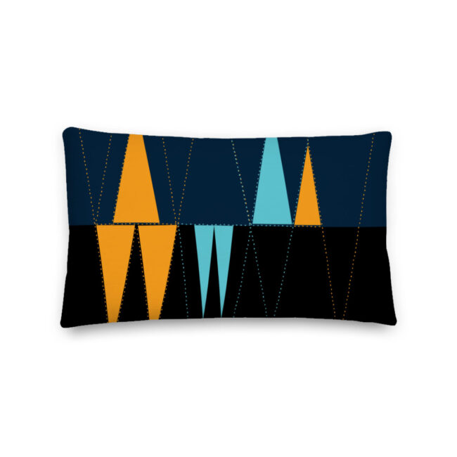 Navy & Orange Triangle Design Lumbar Pillow – indoor/outdoor pillow