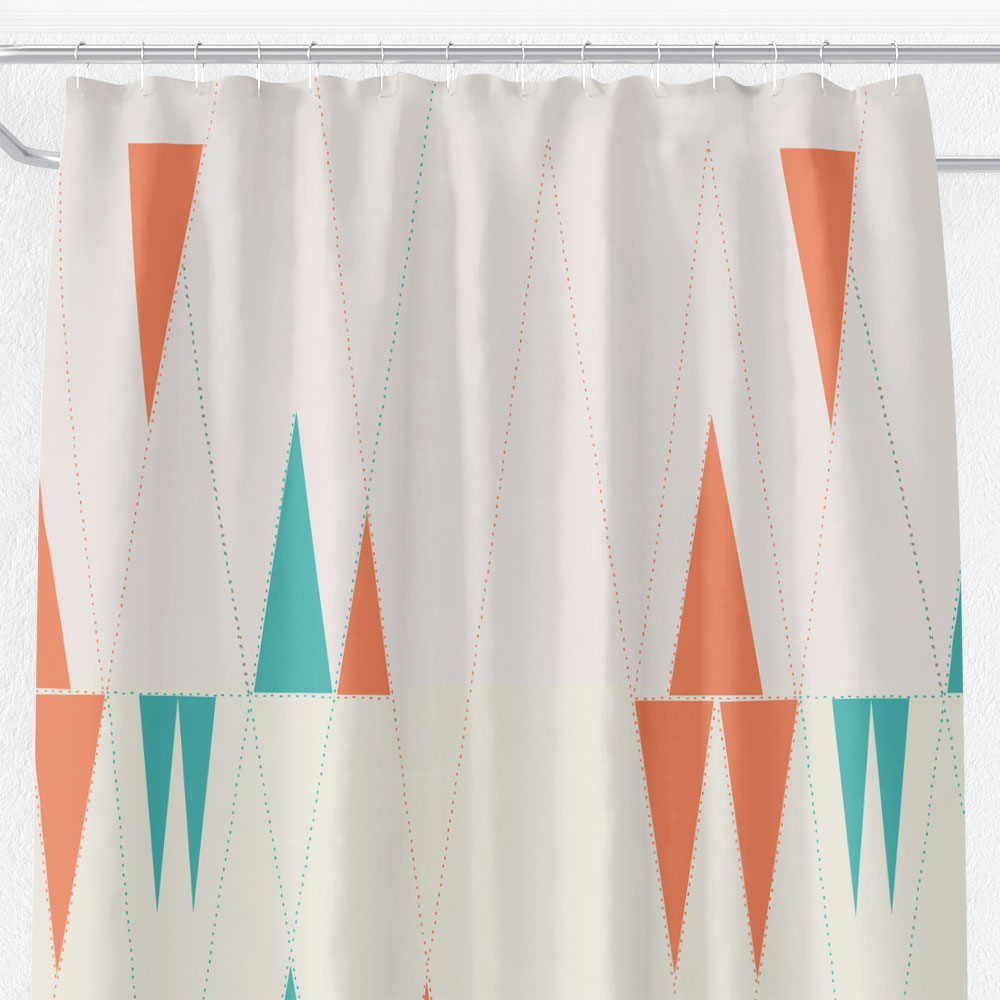 Funky Triangles – shower curtain with mid-century modern style