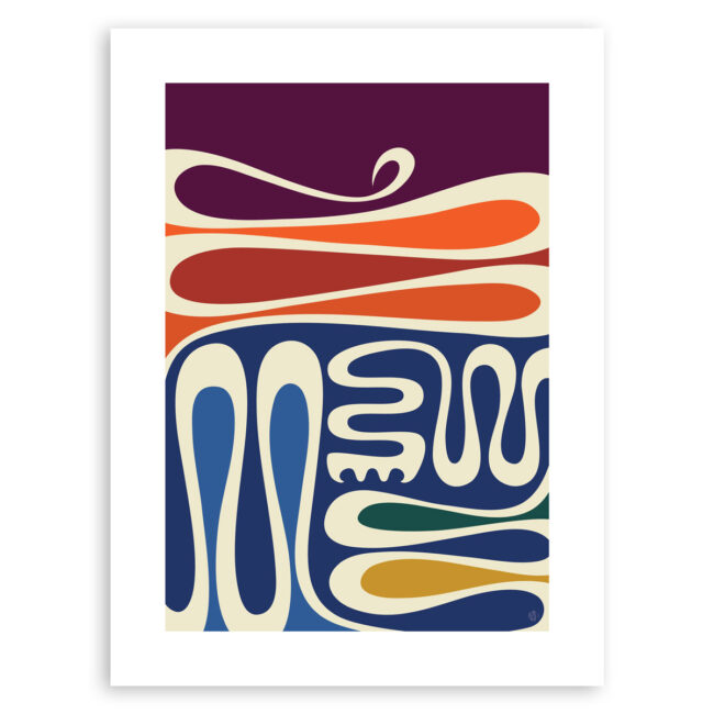 Colorful Nkyinkyim Graphic Print (version 1) – Adinkra symbol wall art
