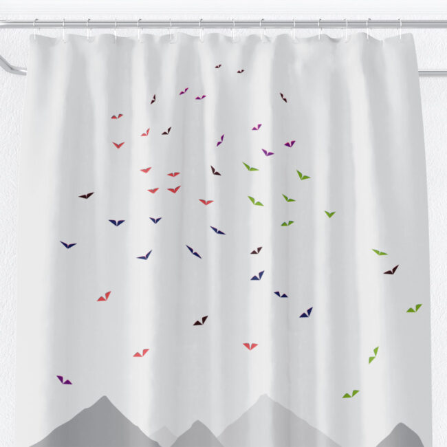 Triangle Vistas Shower Curtain – coastal theme (cool breeze)