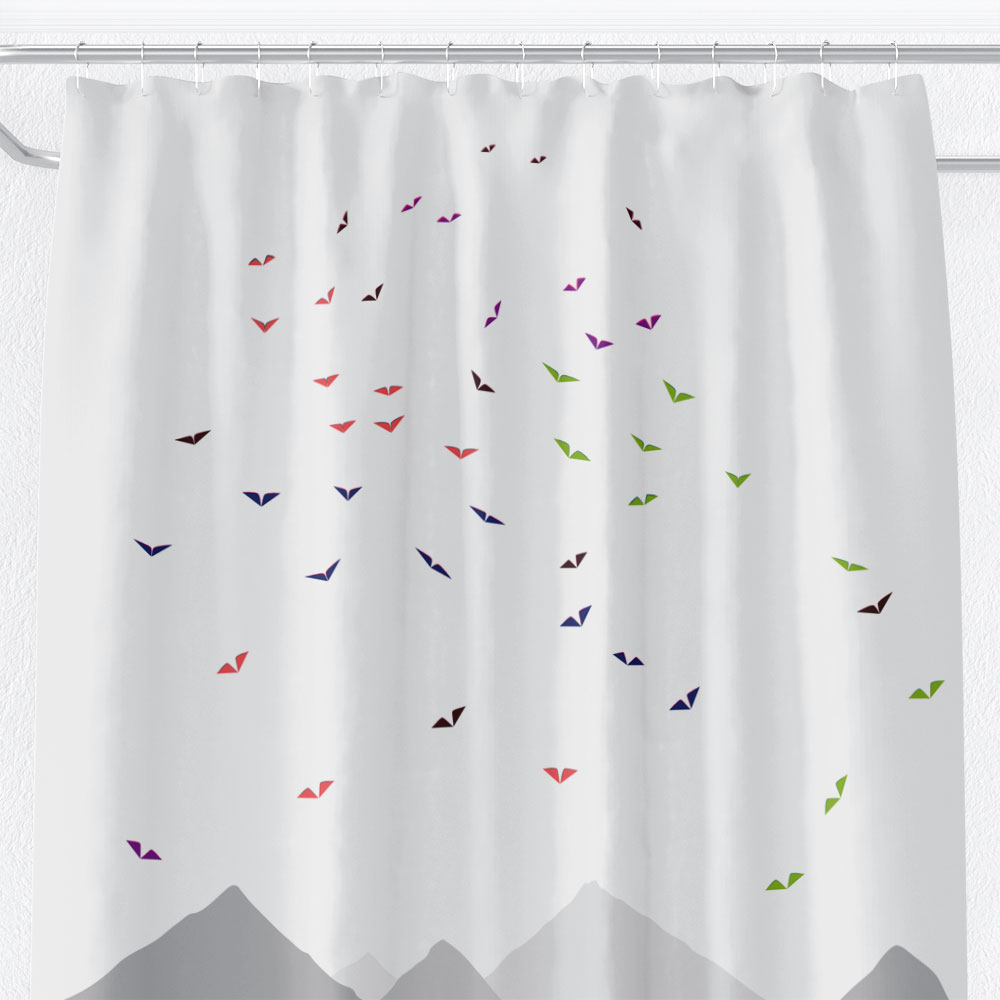 Coastal Shower Curtain Triangle, Coastal Themed Shower Curtains