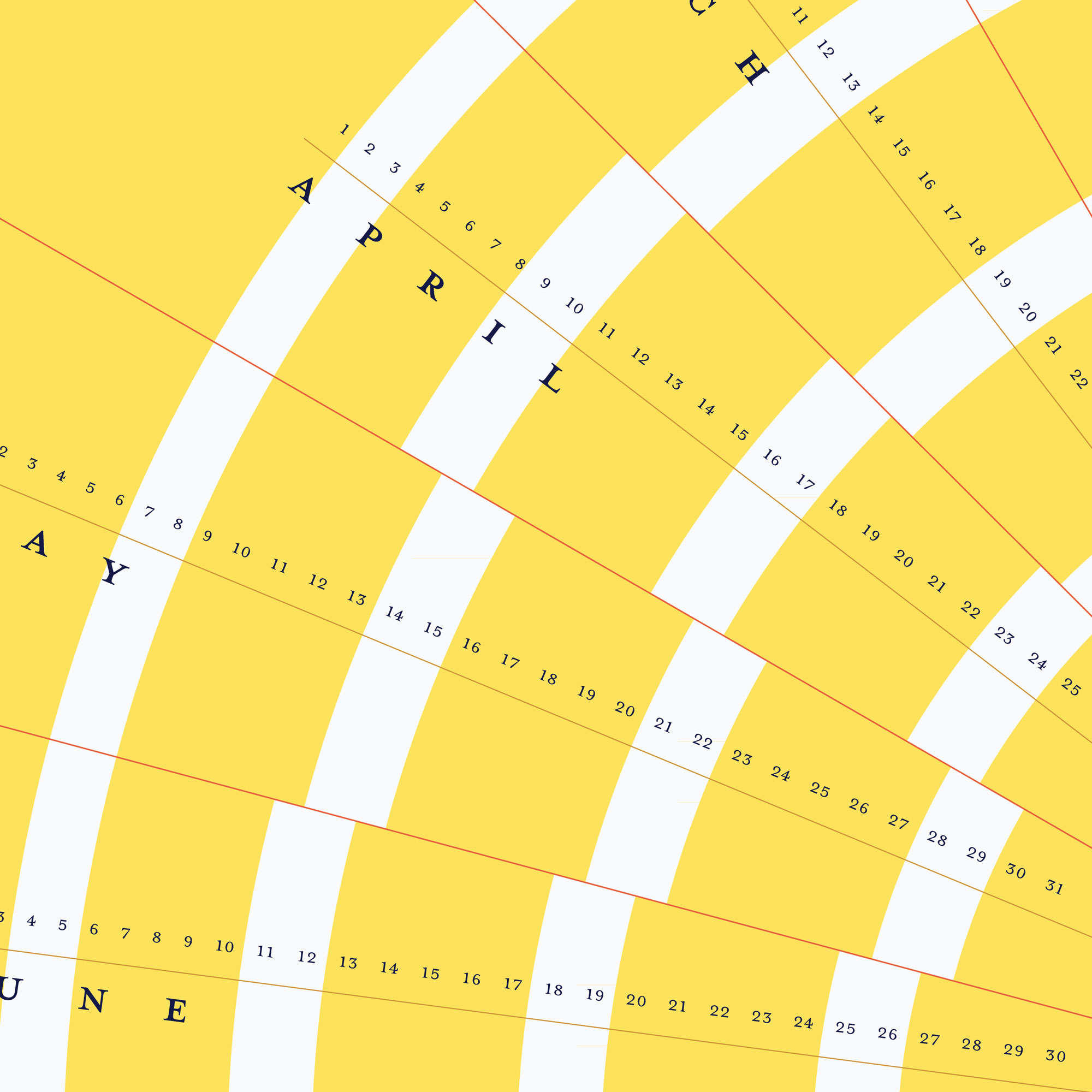 New Rays (Sun) – 2022 Semi-Circular Year-at-a-Glance Calendar