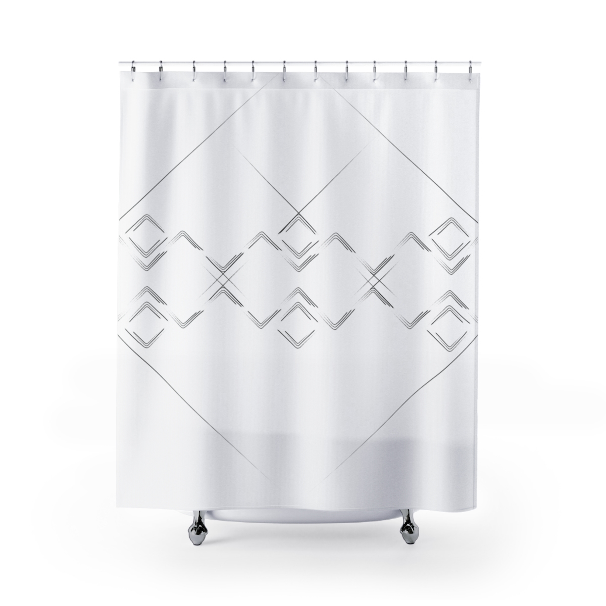 Black & White Mud Cloth-inspired Shower Curtain (Diamond Stripe II)