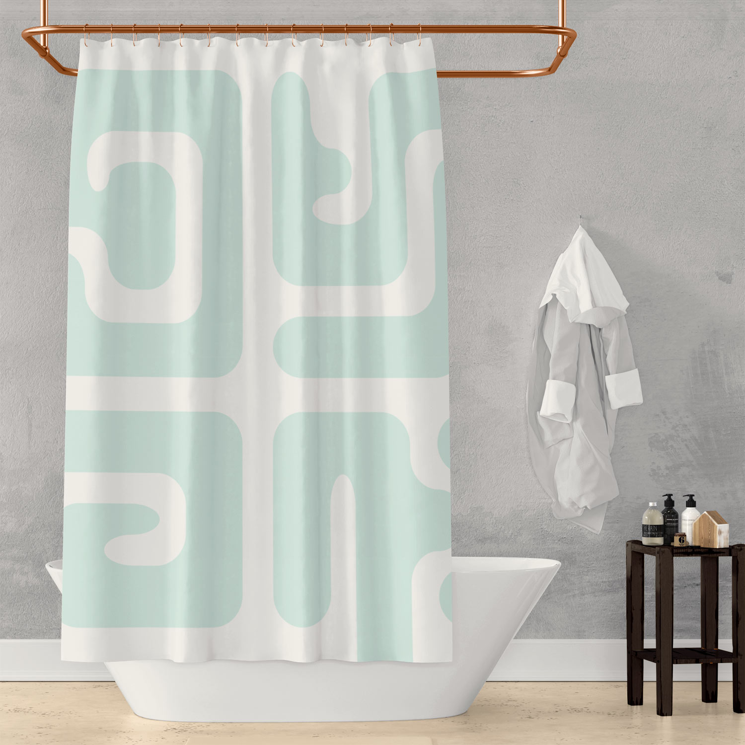 Aqua Waves – Kuba cloth inspired shower curtain