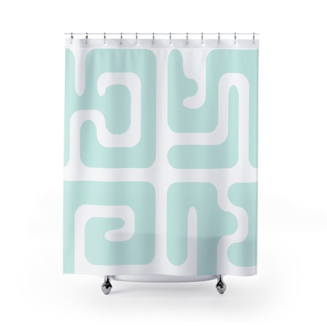 Aqua Waves – Kuba cloth inspired shower curtain