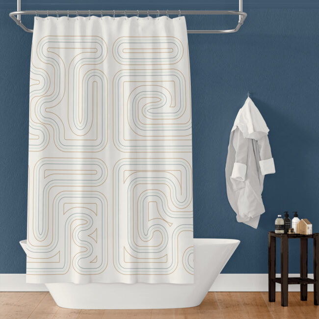 Linear Curves – Kuba cloth inspired shower curtain
