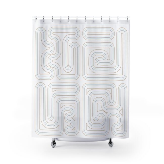 Linear Curves – Kuba cloth inspired shower curtain