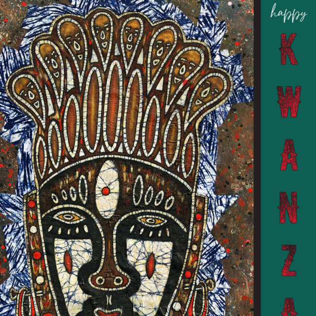 Kwanzaa card featuring African Festac Mask