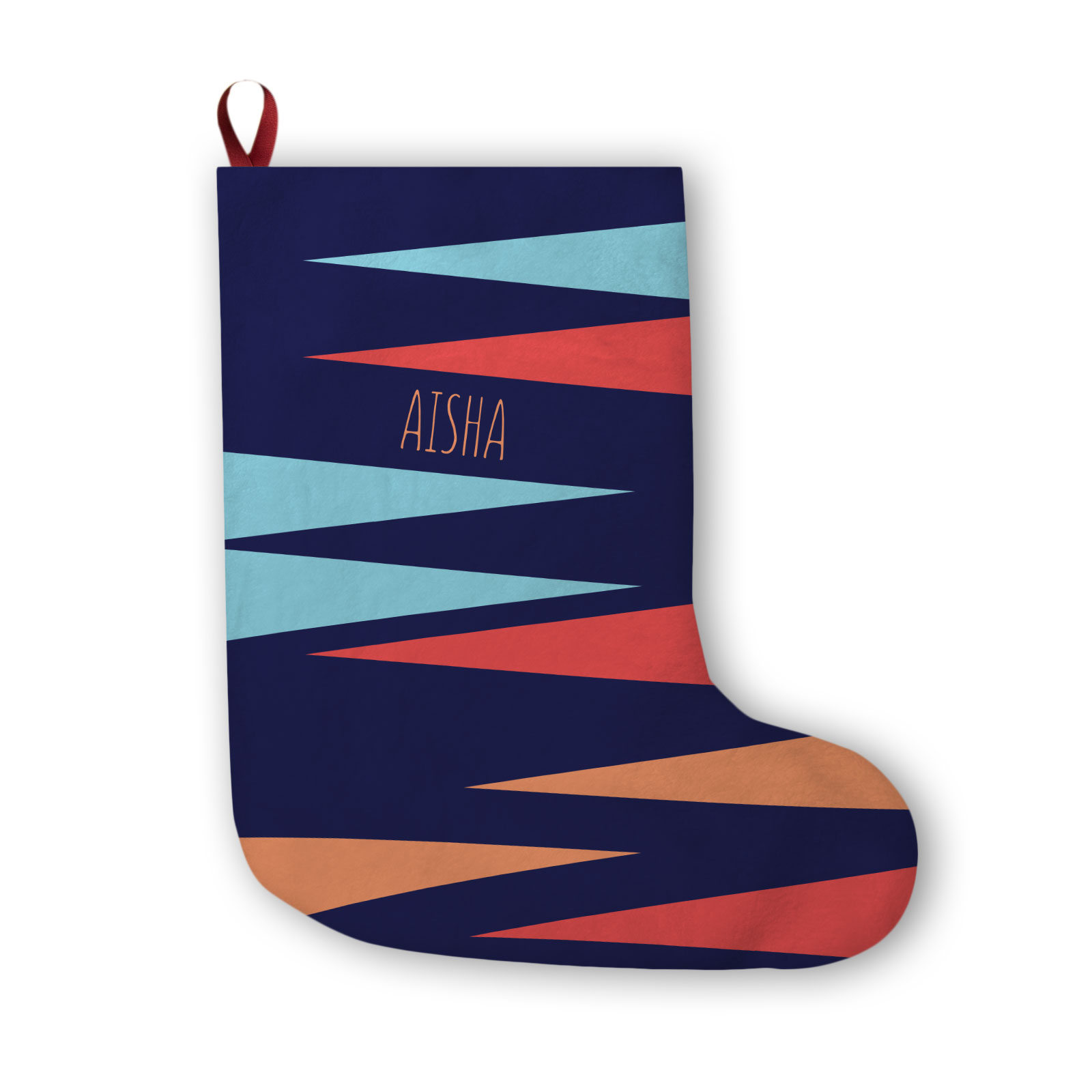 Funky Triangles (Blue) – Personalizable Christmas Stocking