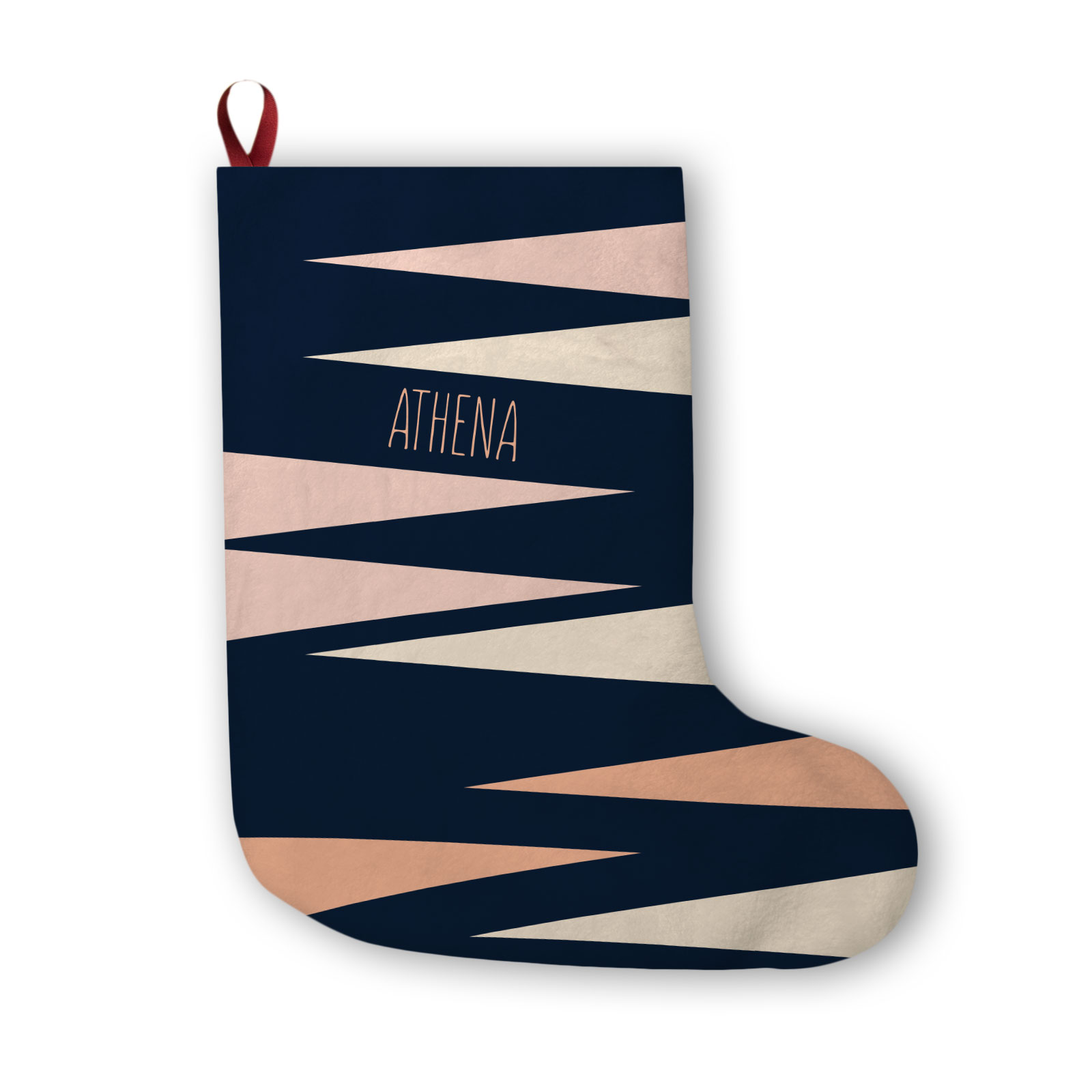 Funky Triangles (Navy) – Personalizable Christmas Stocking