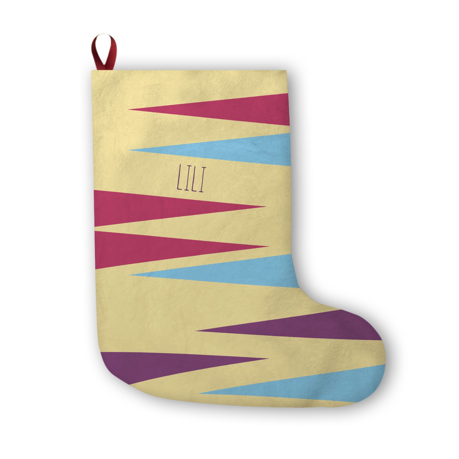 Personalizable Christmas Stocking – Funky Triangles in Yellow