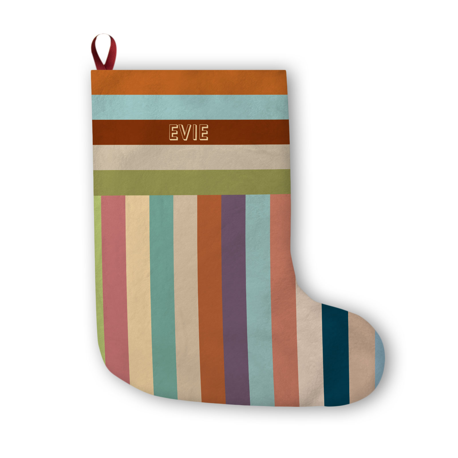 Striped Personalizable Christmas Stocking – Earthtone