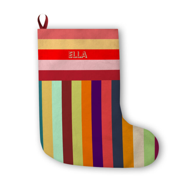 Striped Personalizable Christmas Stocking – Red