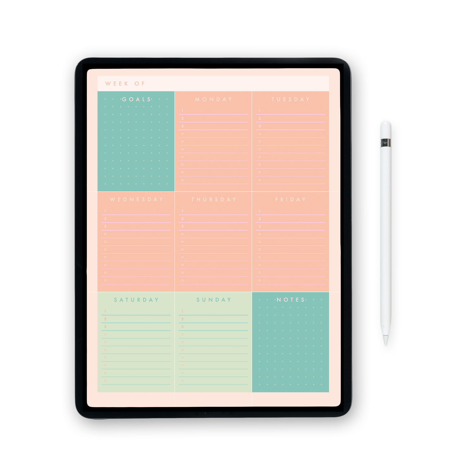 Summer Days Digital Weekly Planner Template – Tiles 1