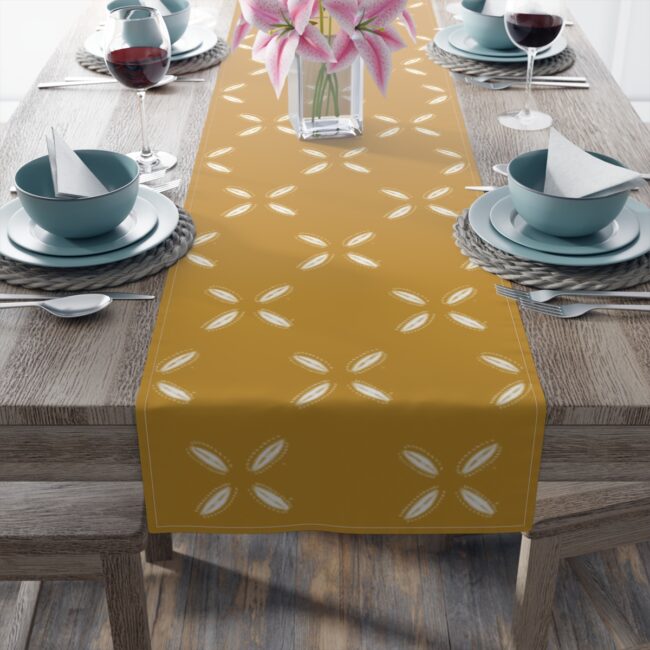 Mustard Cowrie Print – cotton twill table runner