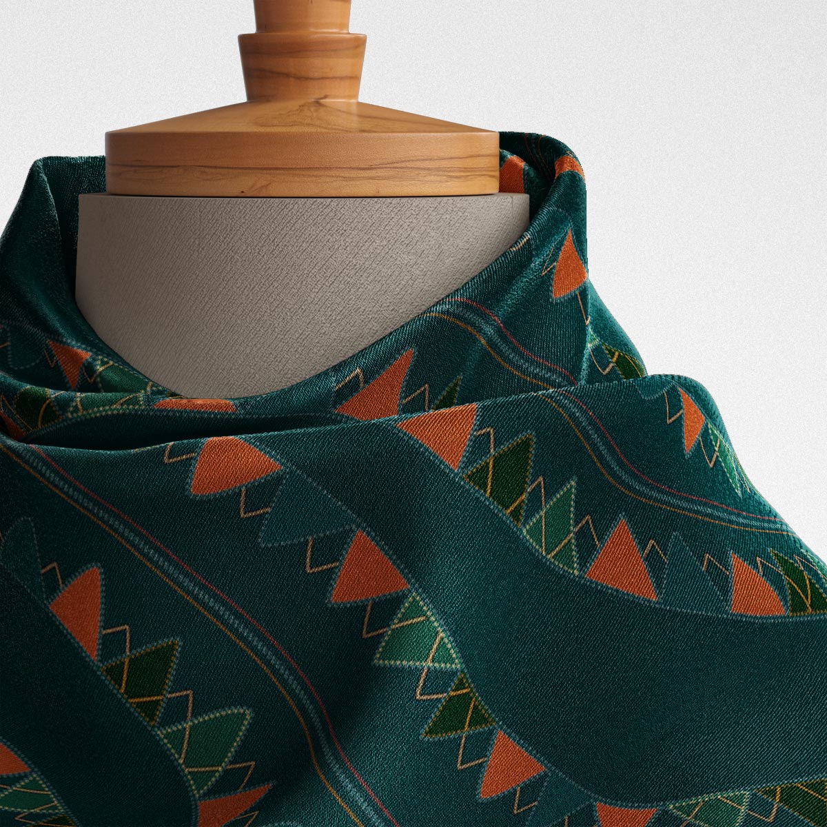 Long Dark Green Snake Scarf – 100% silk scarf