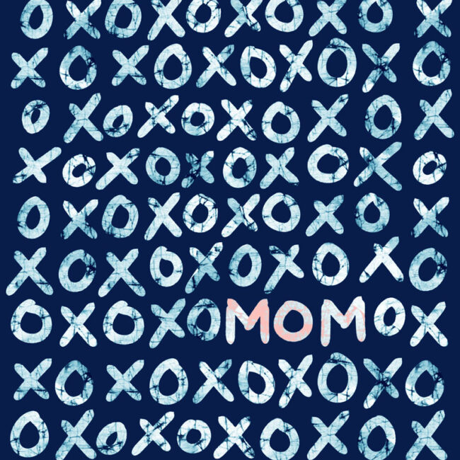 XOXO (hugs & kisses) for Mom – Mother’s Day card (blue)