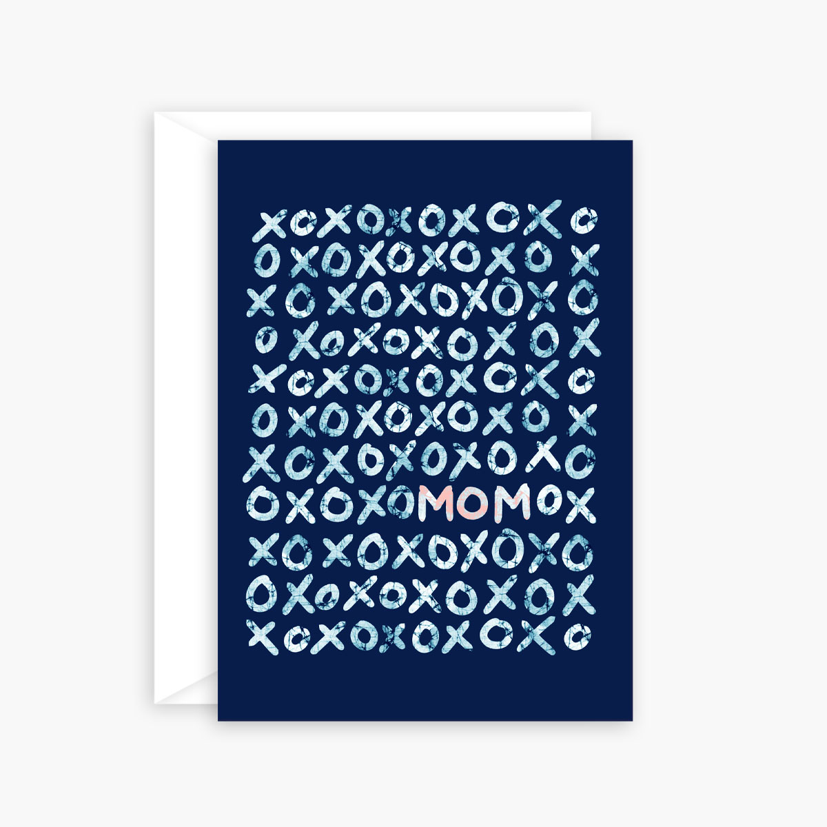 XOXO (hugs & kisses) for Mom – Mother’s Day card (blue)