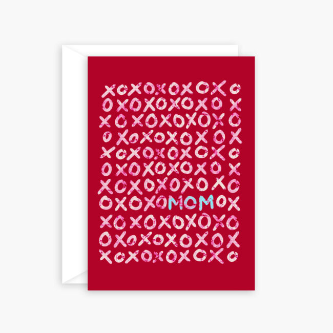 XOXO (hugs & kisses) for Mom – Mother’s Day card (red)
