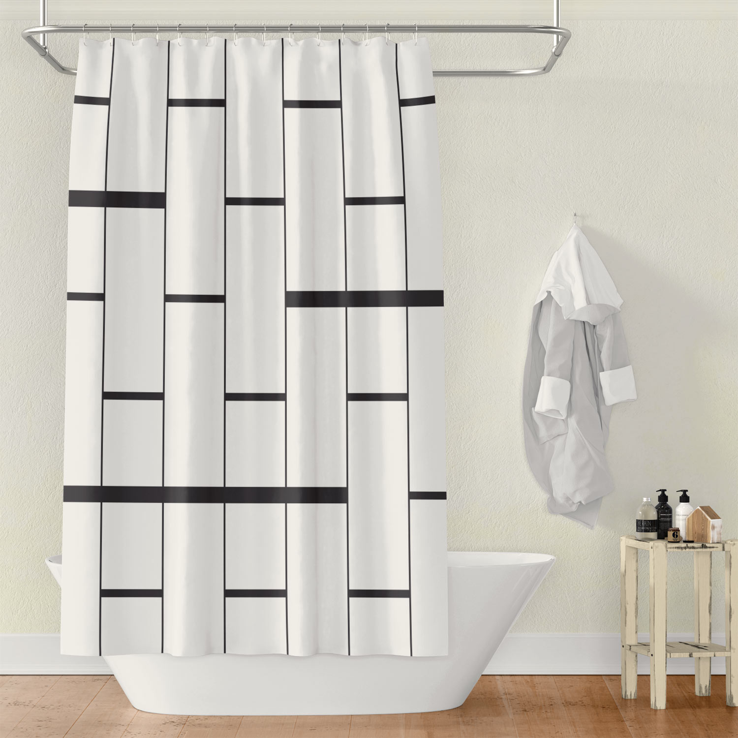 Bold Black & White Striped Shower Curtain