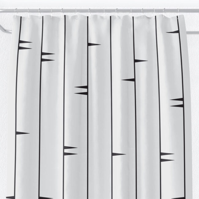 Black White Triangle Striped Shower, Black White Grey Striped Shower Curtain